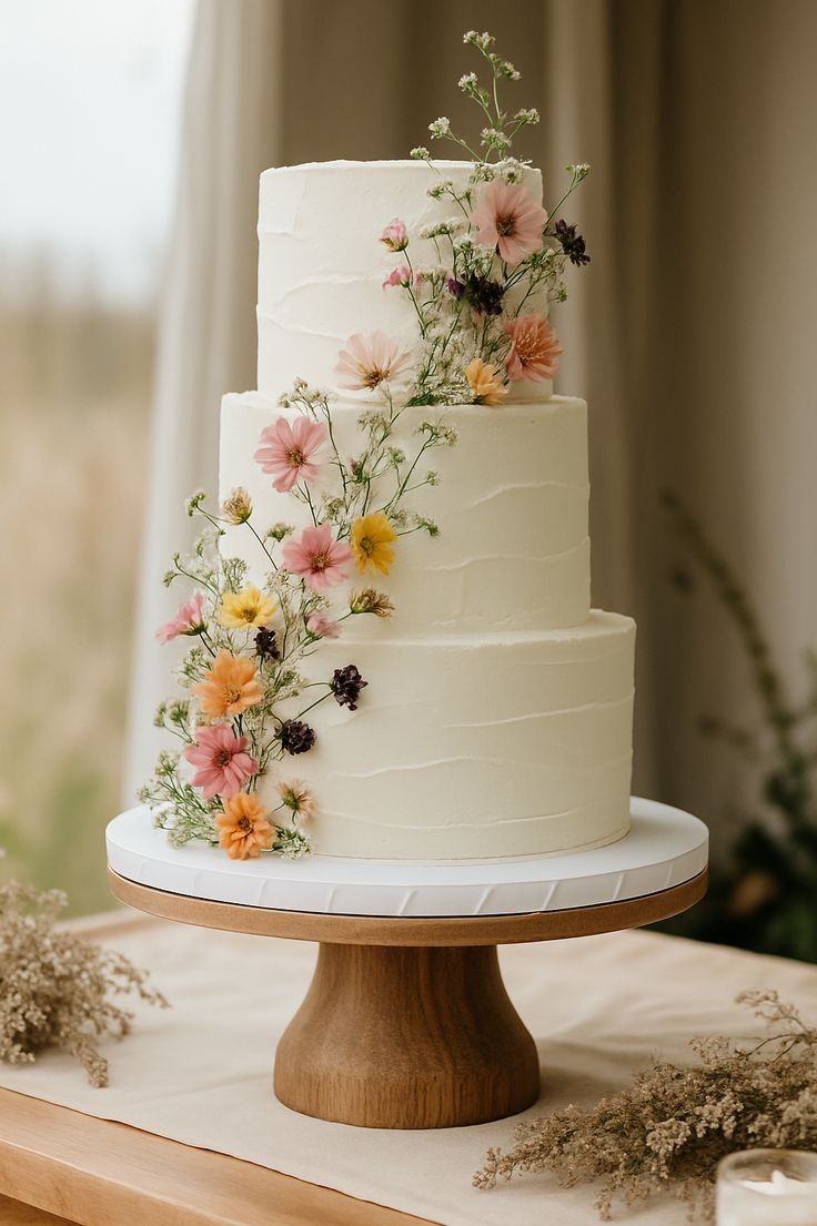 17 Wildflower Wedding Cake Ideas for a Romantic Garden-Inspired Celebration