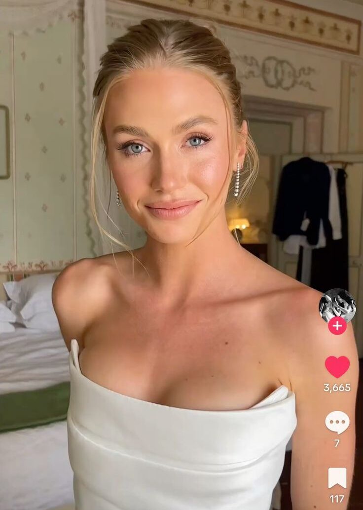 Warm liquid bronzers and a soft champagne glow around the inner corners of the eyes